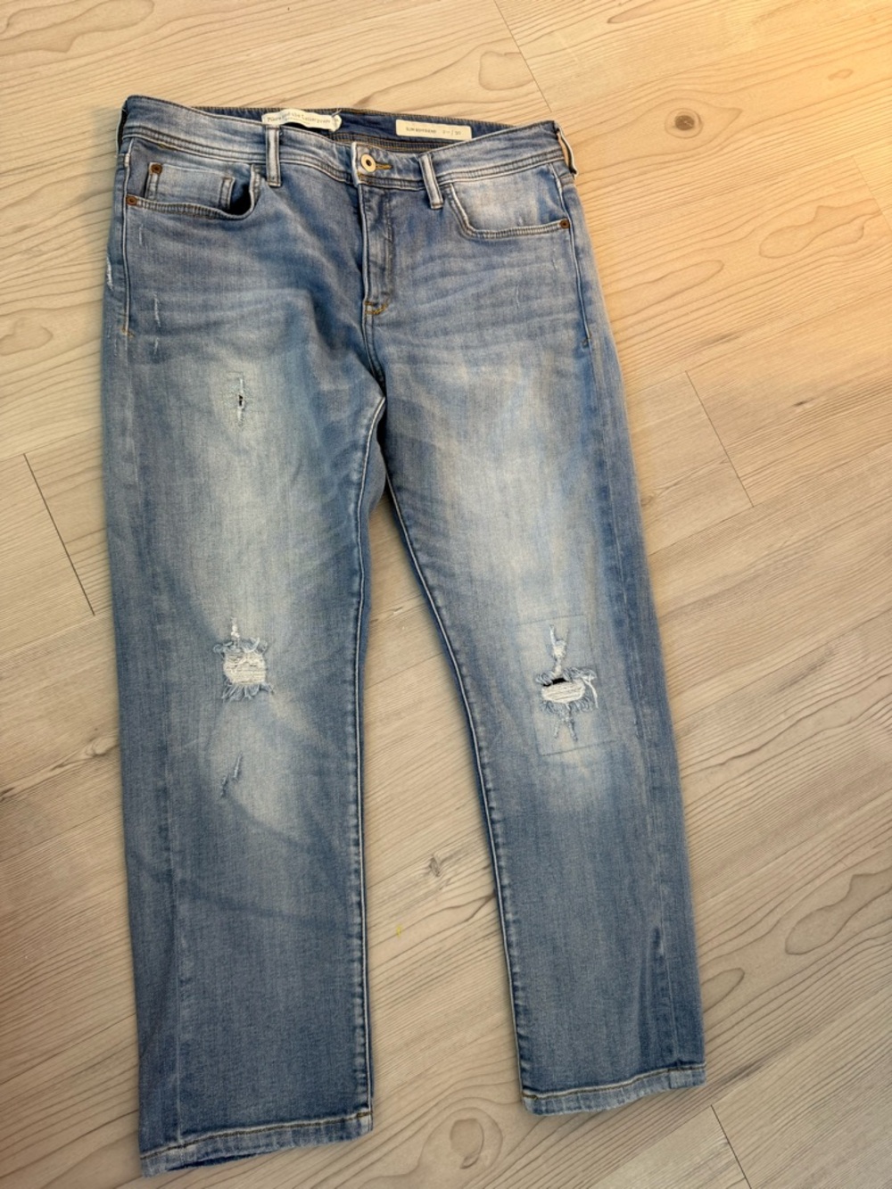 Pilcro Slim Boyfriend Light Wash Distressed Jeans